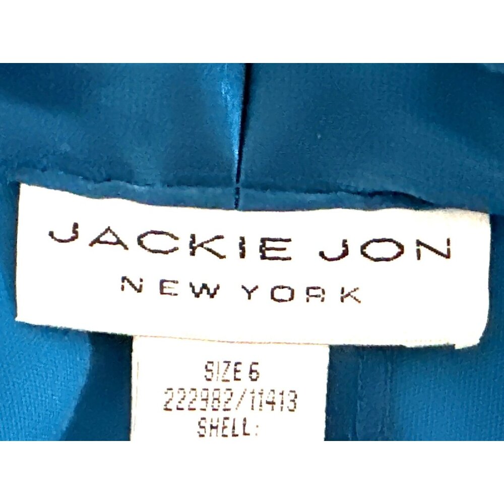 Jackie Jon New York Size 6 Teal Satin Wrap Tie Waist Top Back Zipper Luxe Shine - Picture 6 of 12